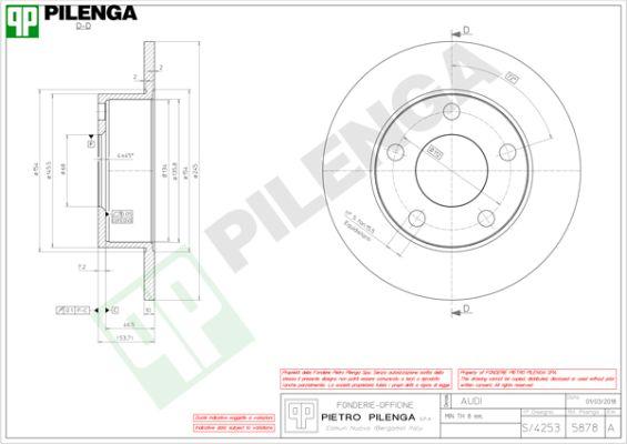Pilenga 5878 - Тормозной диск autosila-amz.com