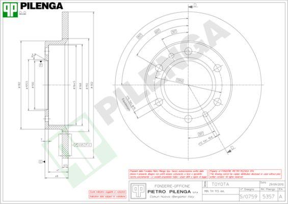 Pilenga 5357 - Тормозной диск autosila-amz.com