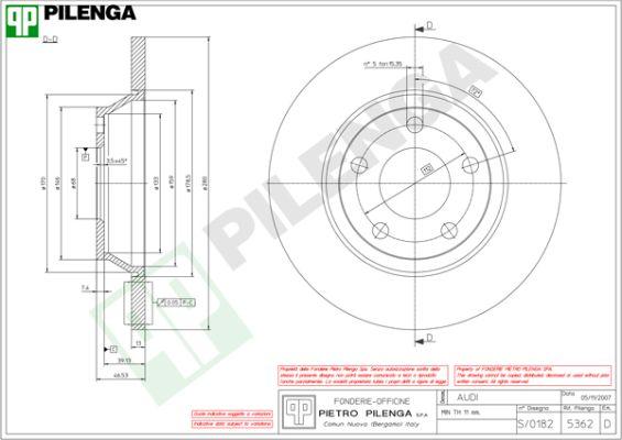 Pilenga 5362 - Тормозной диск autosila-amz.com