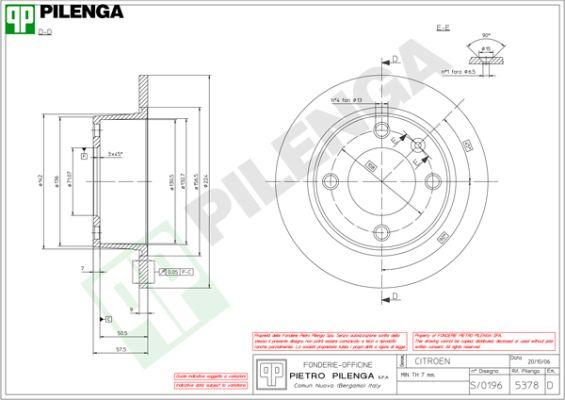 Pilenga 5378 - Тормозной диск autosila-amz.com