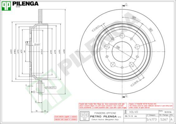 Pilenga 5267 - Тормозной диск autosila-amz.com