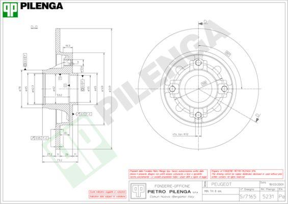 Pilenga 5231 - Тормозной диск autosila-amz.com