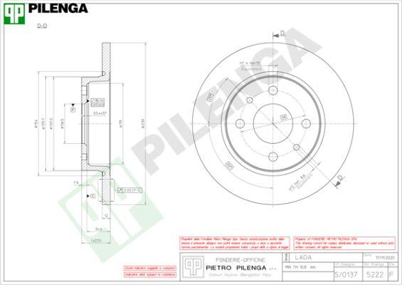 Pilenga 5222 - Тормозной диск autosila-amz.com