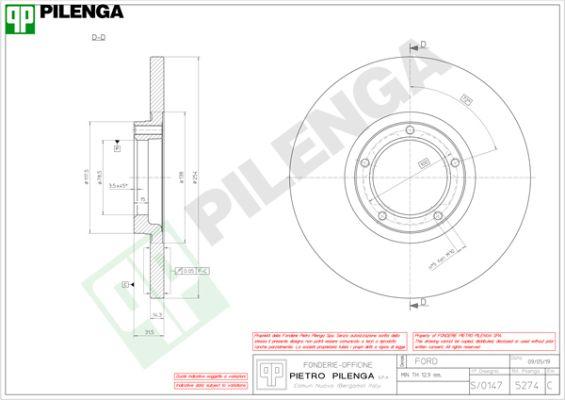 Pilenga 5274 - Тормозной диск autosila-amz.com
