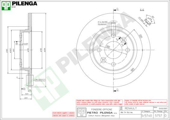 Pilenga 5757 - Тормозной диск autosila-amz.com