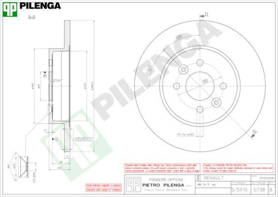 Pilenga 5738 - Тормозной диск autosila-amz.com