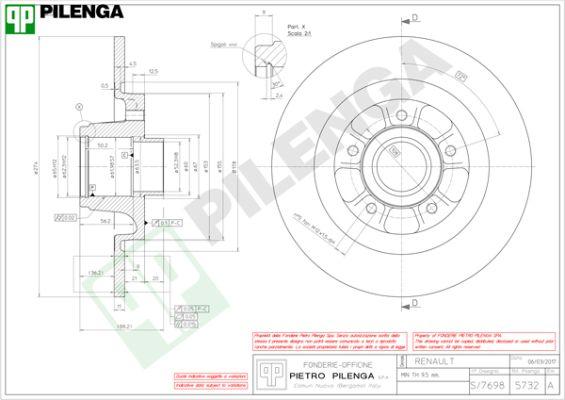 Pilenga 5732 - Тормозной диск autosila-amz.com