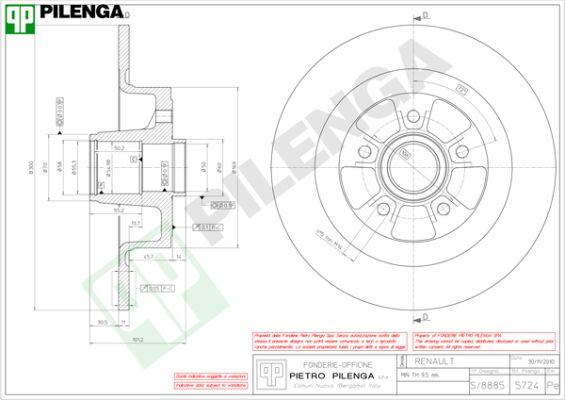 Pilenga 5724 - Тормозной диск autosila-amz.com