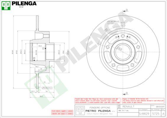 Pilenga 5725 - Тормозной диск autosila-amz.com