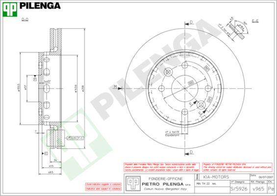 Pilenga V965 - Тормозной диск autosila-amz.com
