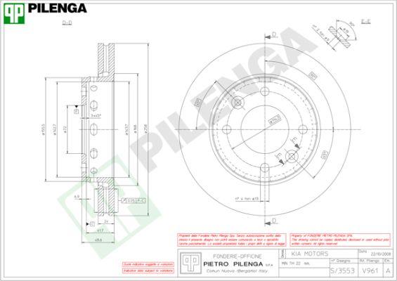 Pilenga V961 - Тормозной диск autosila-amz.com