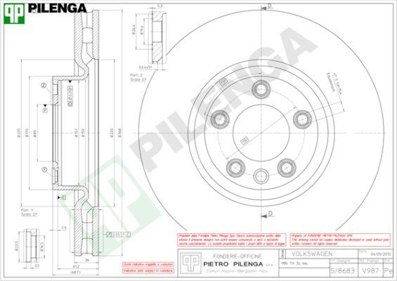 Pilenga V987 - Тормозной диск autosila-amz.com