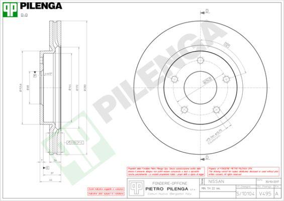 Pilenga V495 - Тормозной диск autosila-amz.com