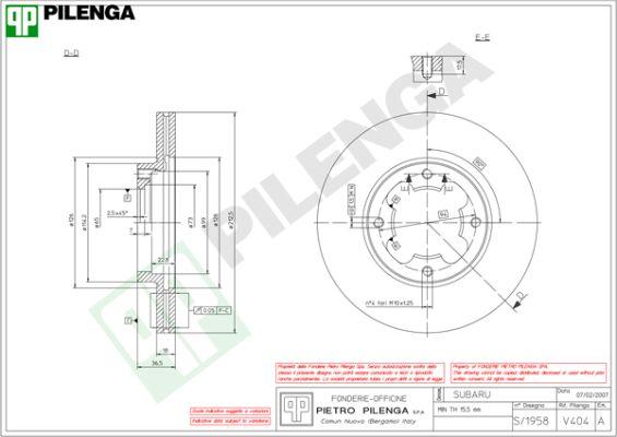 Pilenga V404 - Тормозной диск autosila-amz.com