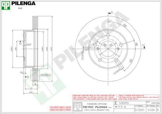 Pilenga V406 - Тормозной диск autosila-amz.com