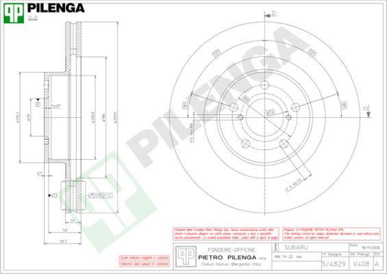 Pilenga V408 - Тормозной диск autosila-amz.com
