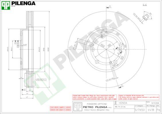 Pilenga V418 - Тормозной диск autosila-amz.com