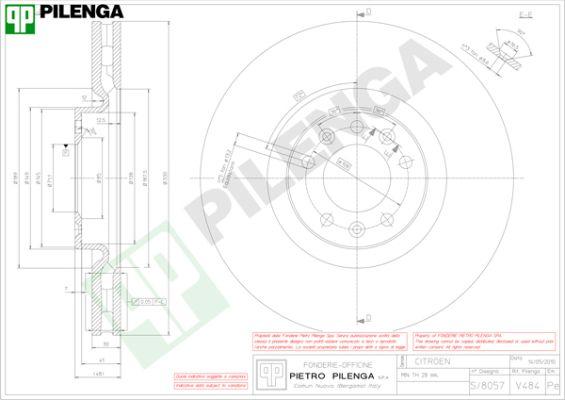 Pilenga V484 - Тормозной диск autosila-amz.com