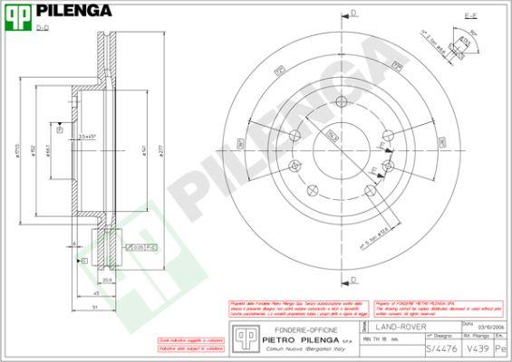 Pilenga V439 - Тормозной диск autosila-amz.com