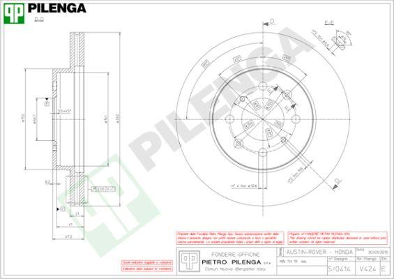 Pilenga V424 - Тормозной диск autosila-amz.com