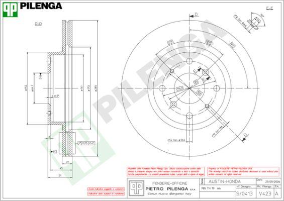 Pilenga V423 - Тормозной диск autosila-amz.com
