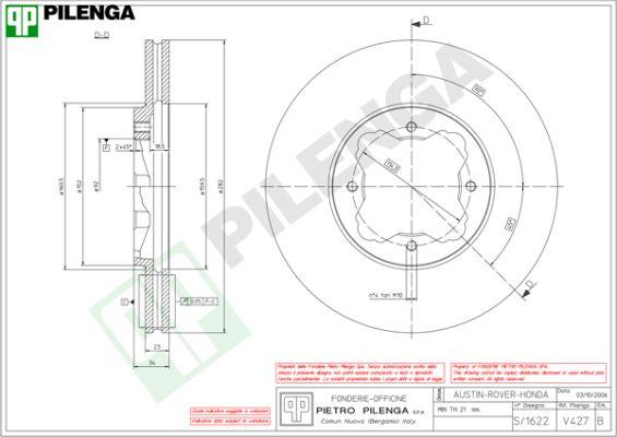 Pilenga V427 - Тормозной диск autosila-amz.com