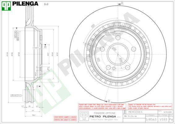 Pilenga V593 - Тормозной диск autosila-amz.com