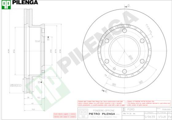 Pilenga V548 - Тормозной диск autosila-amz.com