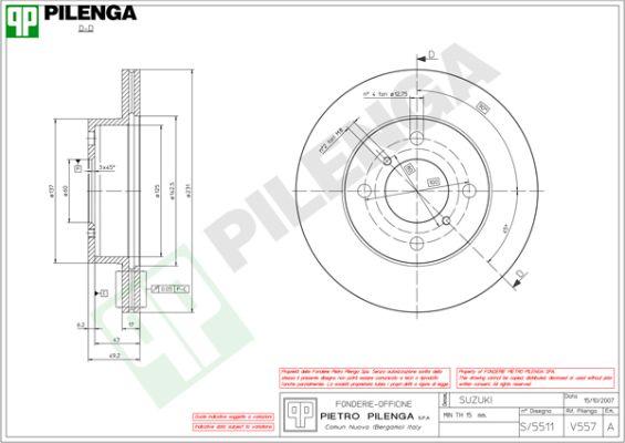 Pilenga V557 - Тормозной диск autosila-amz.com