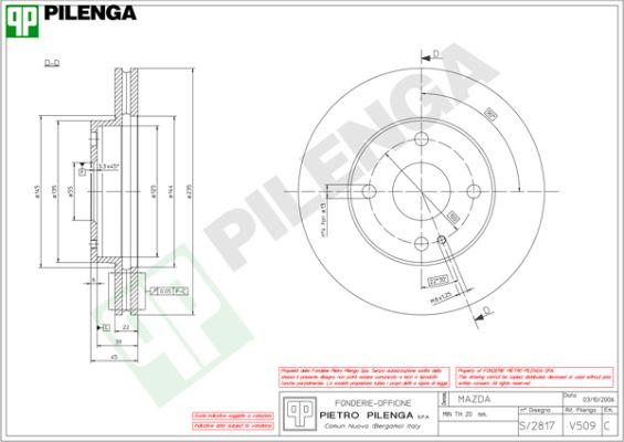 Pilenga V509 - Тормозной диск autosila-amz.com