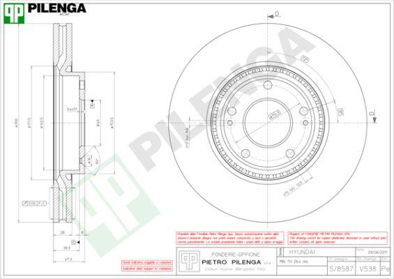Pilenga V538 - Тормозной диск autosila-amz.com