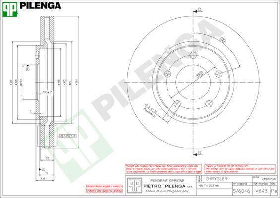 Pilenga V643 - Тормозной диск autosila-amz.com
