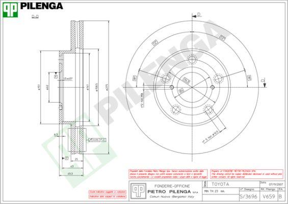 Pilenga V659 - Тормозной диск autosila-amz.com