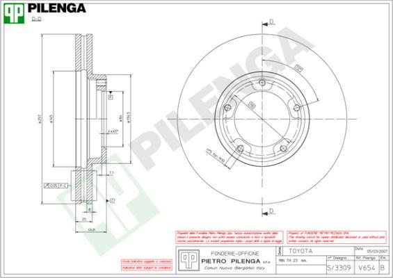 Pilenga V654 - Тормозной диск autosila-amz.com