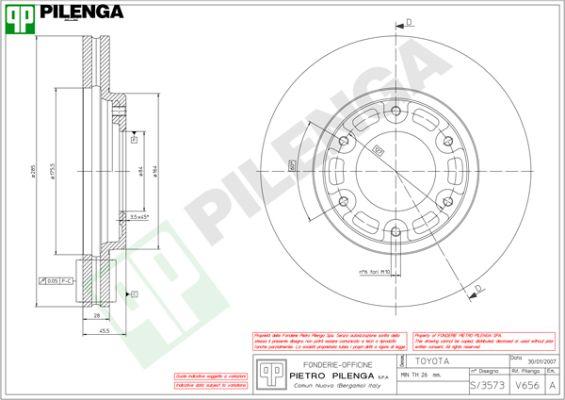 Pilenga V656 - Тормозной диск autosila-amz.com
