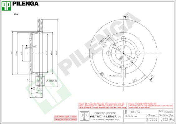 Pilenga V652 - Тормозной диск autosila-amz.com