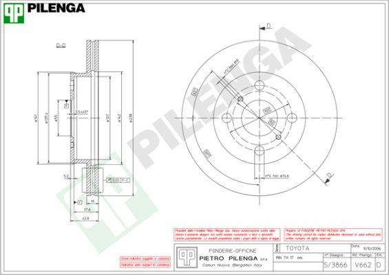 Pilenga V662 - Тормозной диск autosila-amz.com