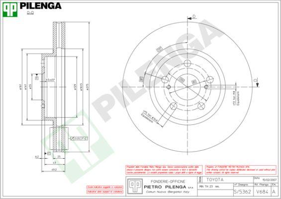 Pilenga V684 - Тормозной диск autosila-amz.com