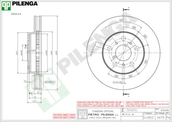 Pilenga V679 - Тормозной диск autosila-amz.com