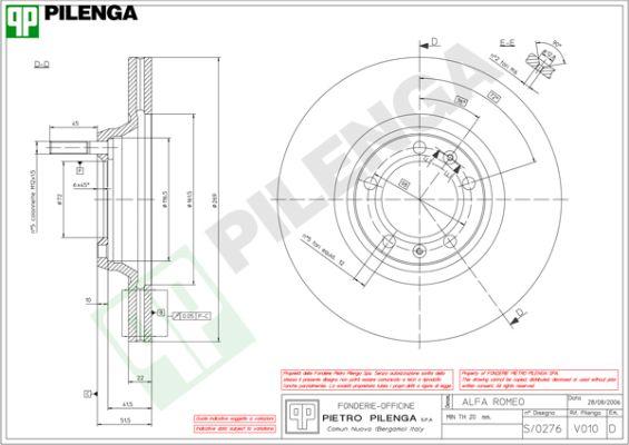 Pilenga V010 - Тормозной диск autosila-amz.com