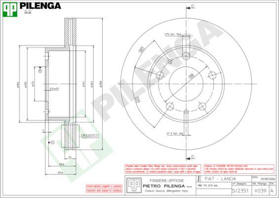 Pilenga V039 - Тормозной диск autosila-amz.com