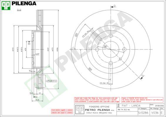 Pilenga V036 - Тормозной диск autosila-amz.com