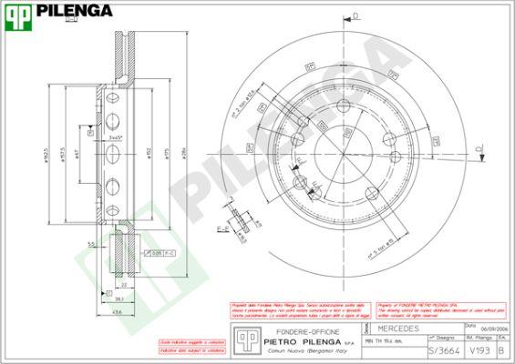 Pilenga V193 - Тормозной диск autosila-amz.com