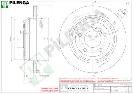 Pilenga V1403 - Тормозной диск autosila-amz.com