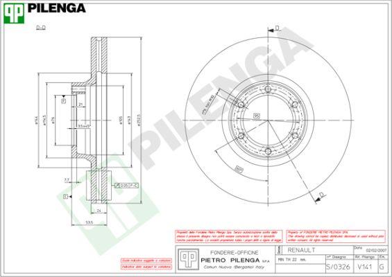 Pilenga V141 - Тормозной диск autosila-amz.com