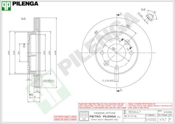 Pilenga V147 - Тормозной диск autosila-amz.com