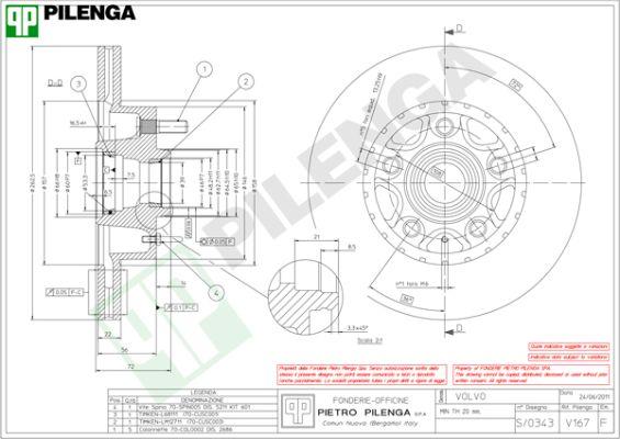 Pilenga V167 - Тормозной диск autosila-amz.com