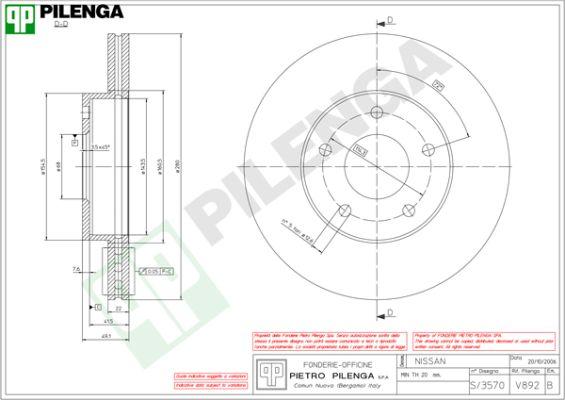 Pilenga V892 - Тормозной диск autosila-amz.com