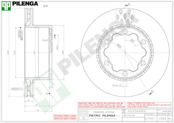 Pilenga V848 - Тормозной диск autosila-amz.com
