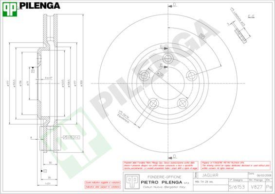 Pilenga V827 - Тормозной диск autosila-amz.com